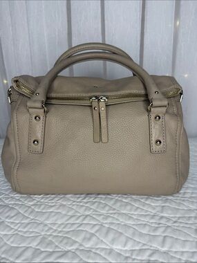 kate spade pebble leather satchel in taupe